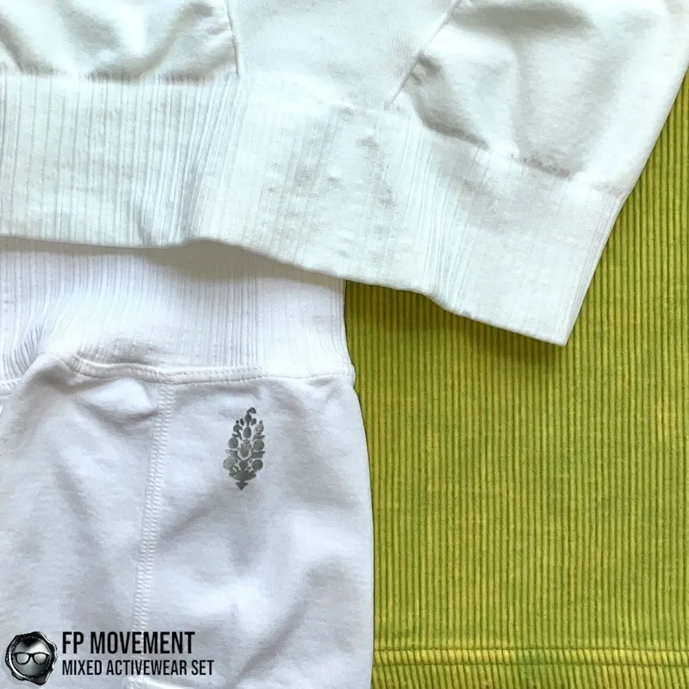 FP MOVEMENT SET GOOD KARMA SQUARE NECK BRA + TENNIS SHORTS + HAPPINESS RUNS CROP